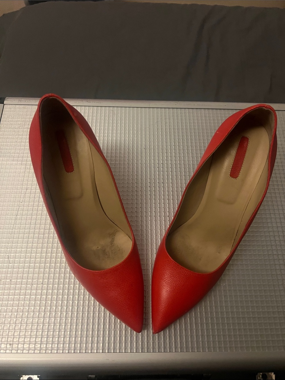Longchamp Red Pointed-Toe Leather Pumps